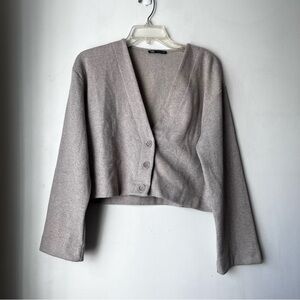 Zara Beige Cropped Cardigan Sweater M
